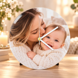 Horloge personnalisée en verre trempé – Une décoration unique avec votre photo