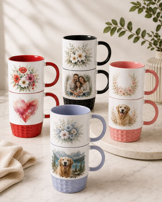 Mug empilable personnalisé – Photo ou texte