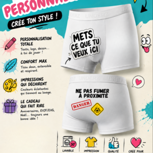 Boxer personnalisé homme avec texte ou photo